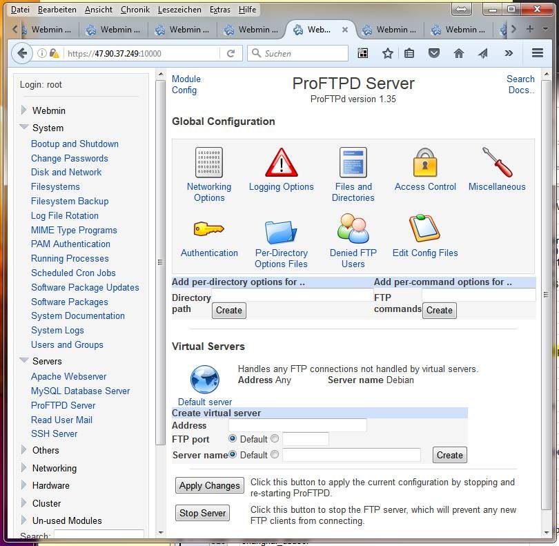 Unbenannt-1 Bild der Adminstrationsoberfläche für den Proftp-Server