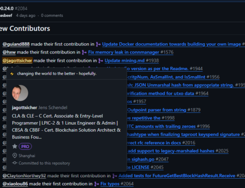 Being named as a new contributor in the latest release of #btcd v0.24.0